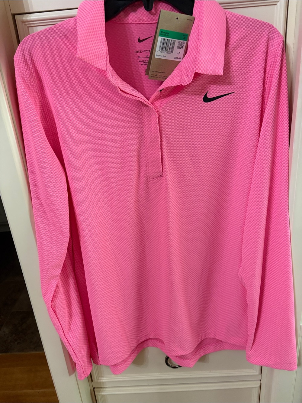 Womens golf three quarter button pull ovee